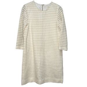 Kate Spade Dress Size 6 Ivory Embroidered Ashby Winter Shift Dress Mod Circles